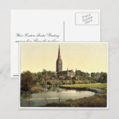 サリスベリー大聖堂、川から、イギリス、希少 ポストカード (正面/裏面)