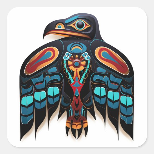 サリッシュのカラスのトーテム スクエアシール (正面)