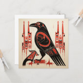 サリッシュ先住民パシフィック北西部アートスタイルraven カード (正面/裏面インサイチュ)