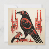 サリッシュ先住民パシフィック北西部アートスタイルraven カード (正面)