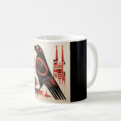 サリッシュ先住民パシフィック北西部アートスタイルraven コーヒーマグカップ (正面右)