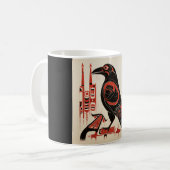 サリッシュ先住民パシフィック北西部アートスタイルraven コーヒーマグカップ (正面左)