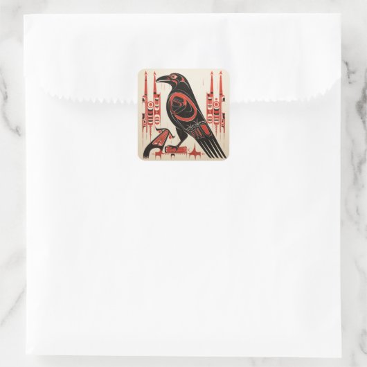 サリッシュ先住民パシフィック北西部アートスタイルraven スクエアシール (バッグ)