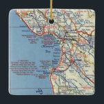 サリナスCAヴィンテージマップ セラミックオーナメント<br><div class="desc">Salinas California Chirinorma飾り。Monterey Bay地域とCarmel ca地域のヴィンテージマップを持つ。</div>