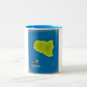 サリナ、シチリアの地図と旅行のポスターの地図 ツートーンマグカップ (中央)