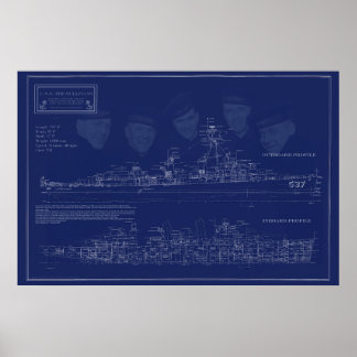 サリバンズ USS 海軍駆逐艦設計図 ポスター