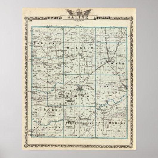 サリーヌ県の地図 ポスター (正面)