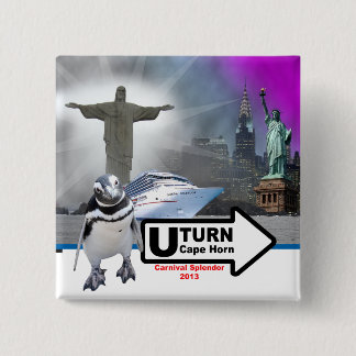 サリー角Pinを円形にするペンギンの正方形 缶バッジ