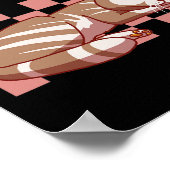 サリー顔ギズモザキャット市松模様に昼寝パターン ポスター (角)