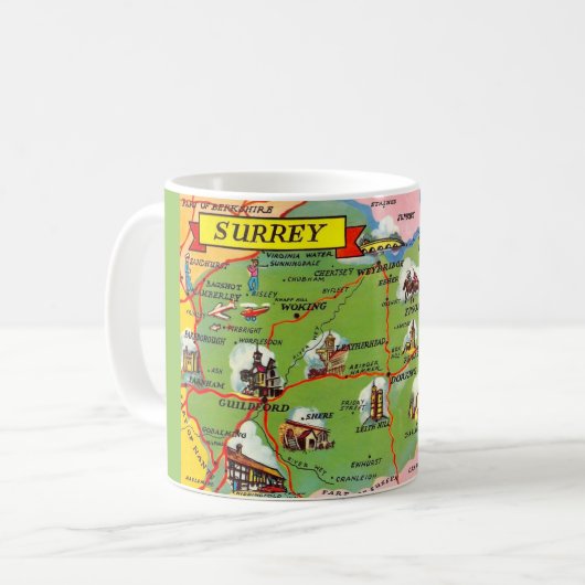 サリー イングランド 地図 ポストカード コーヒーマグカップ (正面左)