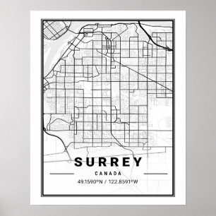 サリーBritish Columbiaカナダ旅行都市の地図 ポスター