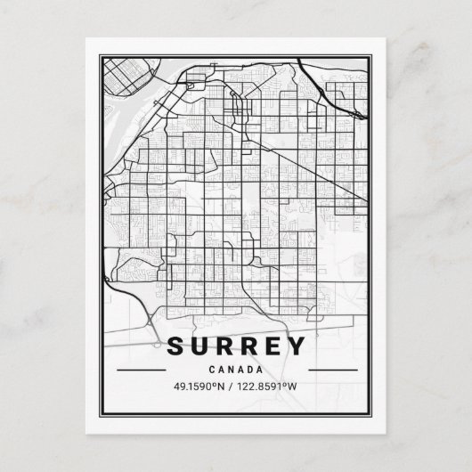 サリーBritish Columbiaカナダ旅行都市の地図 ポストカード (正面)