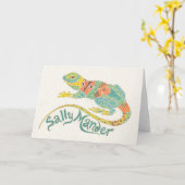 サリーManderトカゲNotecard カード (黄色い花)