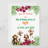 サルいけなファミリー子供の誕生日 招待状 (正面)