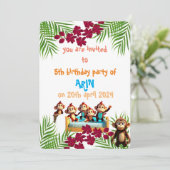 サルいけなファミリー子供の誕生日 招待状 (スタンド正面)