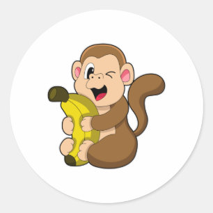 サルおもしろいとバナナ ラウンドシール