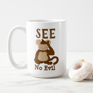 サルおもしろいは悪を見ない コーヒーマグカップ