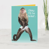 サルおもしろいホワイトブリーフを着てパニー誕生日 カード (正面)