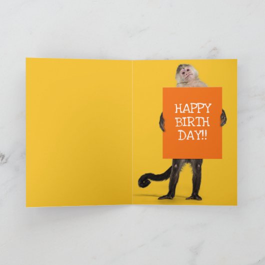サルおもしろいホワイトブリーフを着てパニー誕生日 カード (内部)