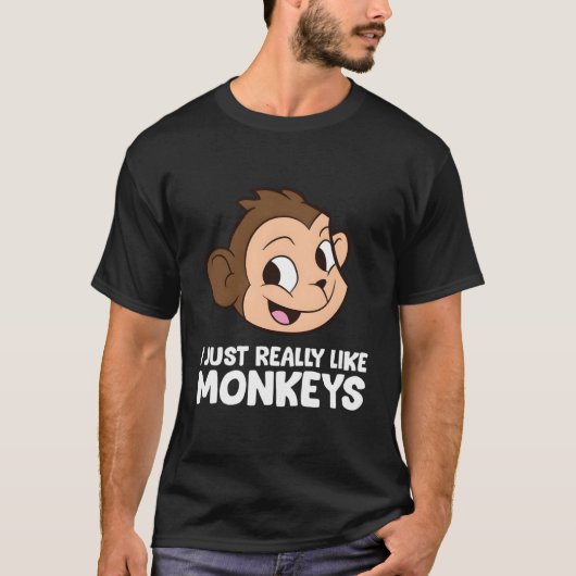 サルおもしろい私は本当にサルが好き Tシャツ (正面)