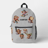 サルおもしろい間抜け水彩模様モノグラム プリントバックパック (正面)