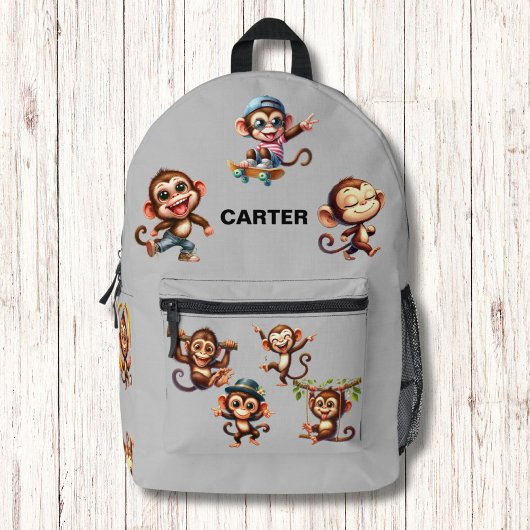 サルおもしろい間抜け水彩模様モノグラム プリントバックパック