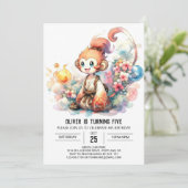 サルお洒落よくはしゃぐ誕生日 招待状 (スタンド正面)