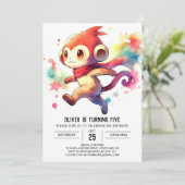 サルお洒落よくはしゃぐ誕生日 招待状 (スタンド正面)