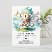 サルお洒落素朴誕生日 招待状 (スタンド正面)