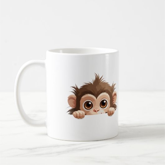 サルかわいいかわいい動物おもしろいアニメ コーヒーマグカップ (左)
