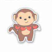サルかわいい動物と動物のハートお気に入りの|過去記事 シール (正面)