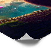 サルがキノコの風景を見下ろす ポスター (角)