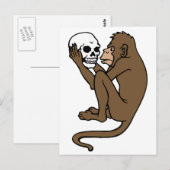サルがスカルを持つ ポストカード (正面/裏面)
