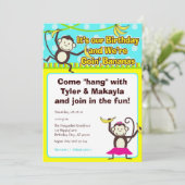 サルがバナナに夢中になる誕生日招待状 招待状 (スタンド正面)