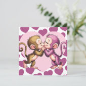 サルがバレンタインのハートをキスするラブカード シーズンカード (スタンド正面)