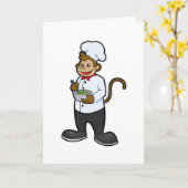 サルがフードを調理するボウル カード (黄色い花)