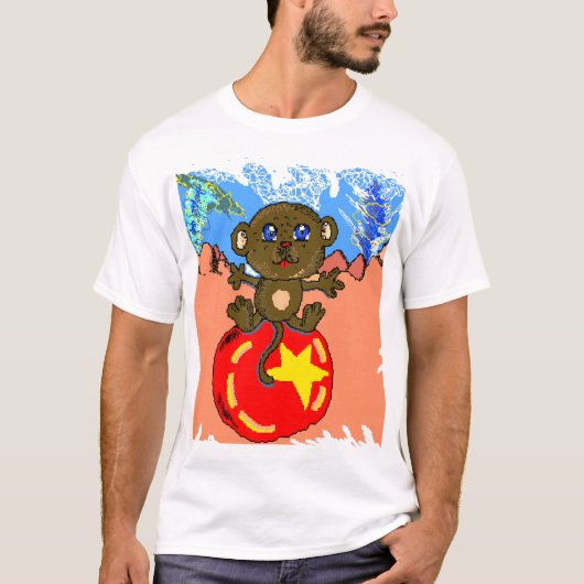 サルがボールに乗る Tシャツ (正面)