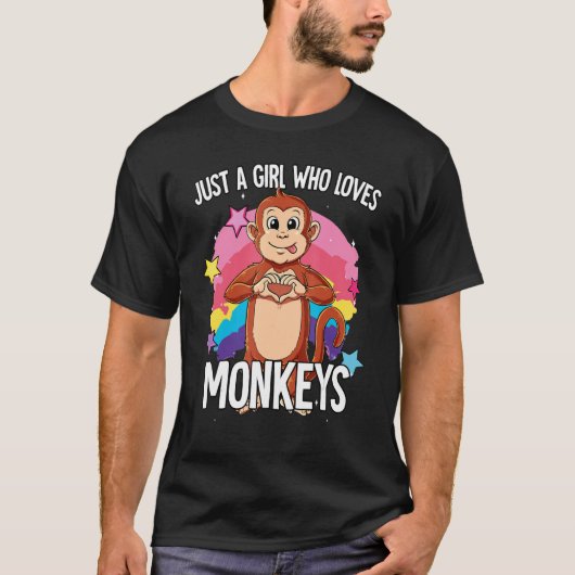 サルが大好きな女の子 Tシャツ (正面)