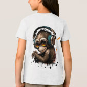 サルが眼鏡とヘッドホンを耳に トライブレンドＴシャツ (裏面)