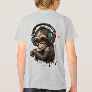 サルが眼鏡とヘッドホンを耳に トライブレンドTシャツ