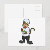 サルが調理帽とボウルを被ったデザイン ポストカード (正面/裏面)