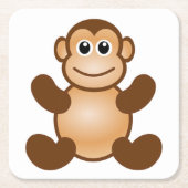 サルが騒ぐ スクエアペーパーコースター (正面)