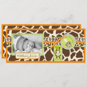 サルとおしゃぶりサファリ柄 出生発表 案内状 (正面/裏面)