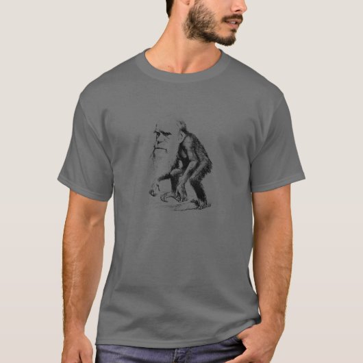 サルとしてのチャールズ・ダーウィン – 進化 Tシャツ (正面)