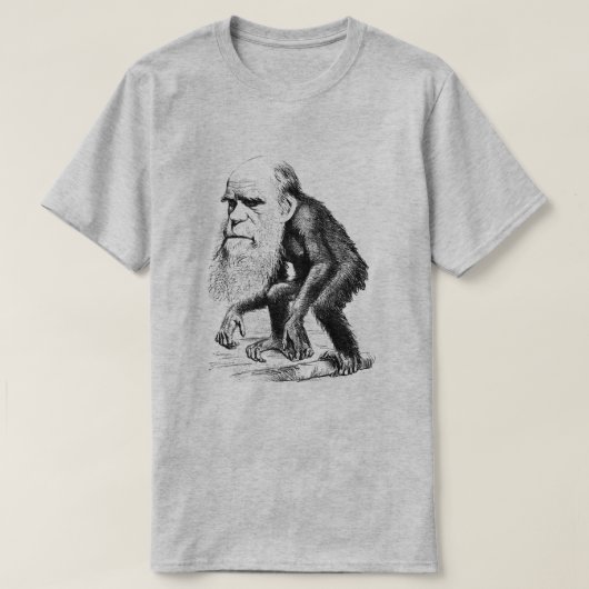 サルとしてチャールズ・ダーウィン Tシャツ (デザイン正面)