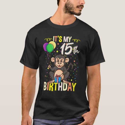 サルとチンパンジーの15歳の誕生日 Tシャツ (正面)