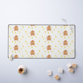 サルとバナナの柄が白 デスクマット