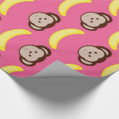 サルとバナナピンク.jpg ラッピングペーパー (角)