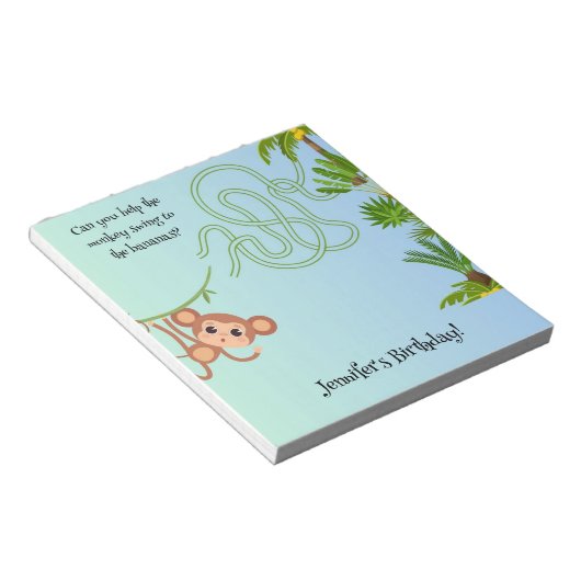サルとバナナ迷路の誕生日メモ帳 ノートパッド (アングル)