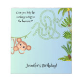 サルとバナナ迷路の誕生日メモ帳 ノートパッド (正面)